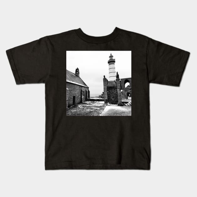 St Mathieu chapel and lighthouse in winter Kids T-Shirt by rollier